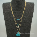 Customized beaded Long Tassel Layered Chain Boho Necklace